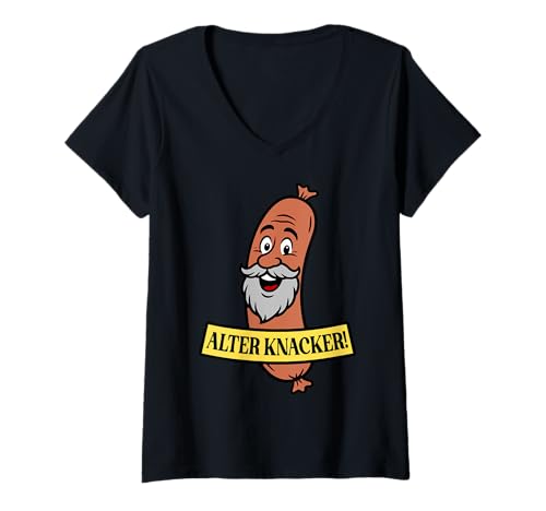 Damen Alter Knacker - Lustiges Wurst Motiv T-Shirt mit V-Ausschnitt Damen Alter Knacker - Lustiges Wurst Motiv T-Shirt mit V-Ausschnitt von Lustige Motive für Freizeit und Party