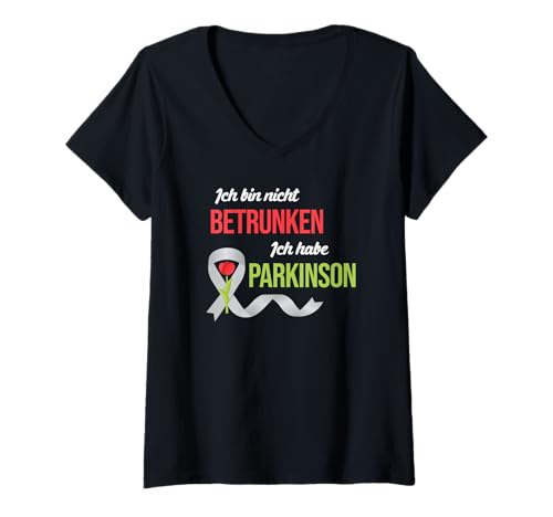 Damen Ich Bin Nicht betrunken Ich Habe Parkinson krankheit Zittern T-Shirt mit V-Ausschnitt Damen Ich Bin Nicht betrunken Ich Habe Parkinson krankheit Zittern T-Shirt mit V-Ausschnitt von Lustige Motive für Freizeit und Party