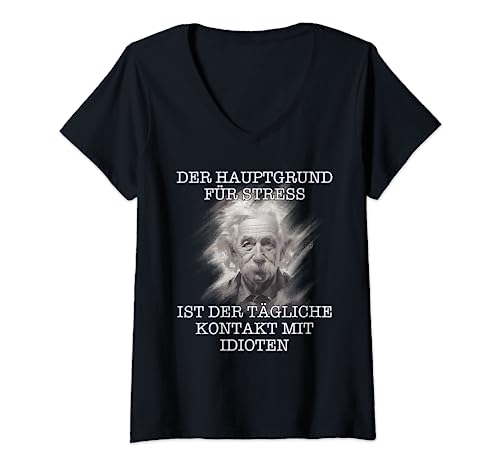 Damen Witziger Spruch Design Herren Sarkasmus Motiv T-Shirt mit V-Ausschnitt von Lustige Motive für Männer Ich hasse Menschen