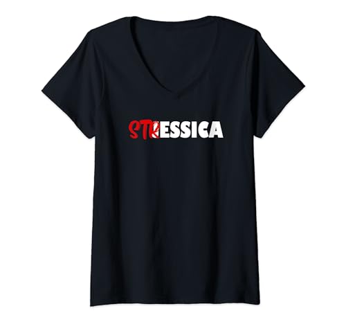 Damen Geschenk Name Jessica Jessy Stressica T-Shirt mit V-Ausschnitt Damen Geschenk Name Jessica Jessy Stressica T-Shirt mit V-Ausschnitt von Lustige Motive zu Namen Herren und Damen