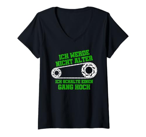 Damen Ich werde Nicht älter Fahrrad Mountainbike MTB T-Shirt mit V-Ausschnitt von Lustige Mountainbike Fahrrad E-Bike Geschenke