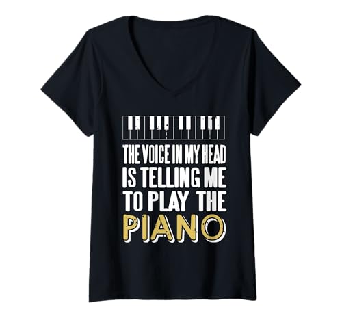 Damen Die Stimme in Meinem Kopf SAGT, ich soll Klavier Spielen T-Shirt mit V-Ausschnitt Damen Die Stimme in Meinem Kopf SAGT, ich soll Klavier Spielen T-Shirt mit V-Ausschnitt von Lustige Musik Sprüche Für Klavierspieler