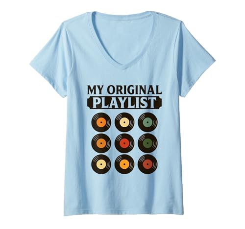 Damen Meine Original Playlist Lustig Vinyl Sammler T-Shirt mit V-Ausschnitt Damen Meine Original Playlist Lustig Vinyl Sammler T-Shirt mit V-Ausschnitt von Lustige Musik Vinyl Plattenspieler