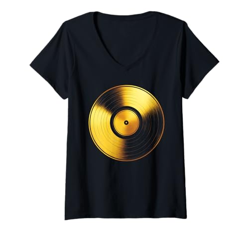 Damen Vinyl Sammler Vinyl Schallplatte T-Shirt mit V-Ausschnitt Damen Vinyl Sammler Vinyl Schallplatte T-Shirt mit V-Ausschnitt von Lustige Musik Vinyl Plattenspieler