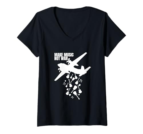 Damen Make Music Not War Anti-Kriegs-Friedensmusikliebhaber T-Shirt mit V-Ausschnitt Damen Make Music Not War Anti-Kriegs-Friedensmusikliebhaber T-Shirt mit V-Ausschnitt von Lustige Musikliebhaber-Shirts