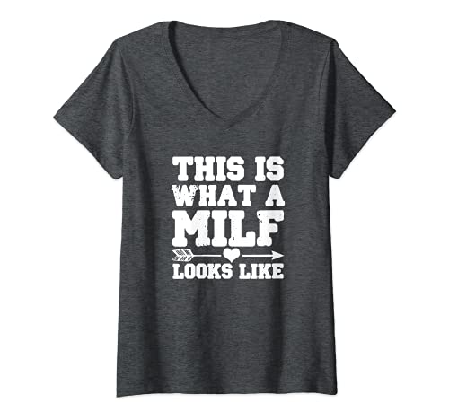 Damen Muttertag Shirt, lustige Muttertagsgeschenke für sie, MILF T-Shirt mit V-Ausschnitt von Lustige Muttertagsgeschenke