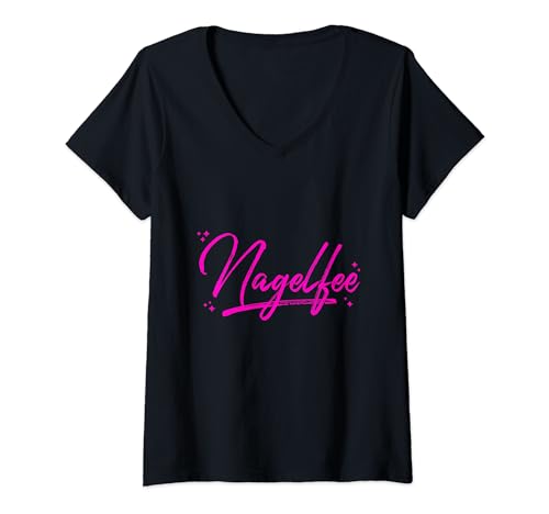 Damen Nagelfee Nageldesign Nagelstudio Geschenk T-Shirt mit V-Ausschnitt Damen Nagelfee Nageldesign Nagelstudio Geschenk T-Shirt mit V-Ausschnitt von Lustige Nagelfee Designs