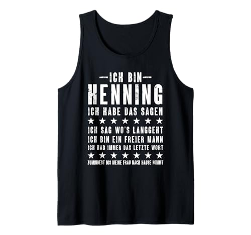 Herren Ich Bin Henning Ich Habe Das Sagen Lustiges Vornamen Tank Top von Lustige Namen Geschenke Herren Frauen
