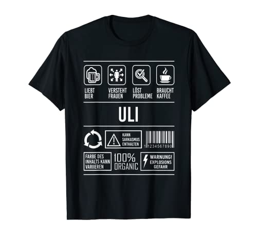 Herren Uli TShirt Lustig Spruch Geburtstag Vorname Name T-Shirt Herren Uli TShirt Lustig Spruch Geburtstag Vorname Name T-Shirt von Lustige Namen & Witzige Vornamen Motive Designs