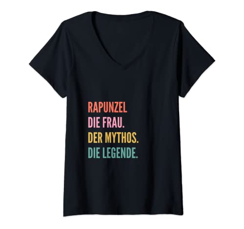 Damen Funny German First Name Design - Rapunzel T-Shirt mit V-Ausschnitt von Lustige Namensentwürfe für Frauen