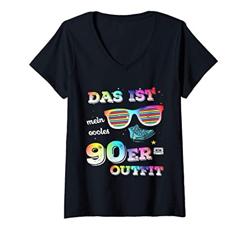 Damen Das Ist Mein Cooles 90er Outfit T-Shirt Retro Neunziger T-Shirt mit V-Ausschnitt Damen Das Ist Mein Cooles 90er Outfit T-Shirt Retro Neunziger T-Shirt mit V-Ausschnitt von Lustige Neunziger Kostüm Shirts Für Sie & Ihn