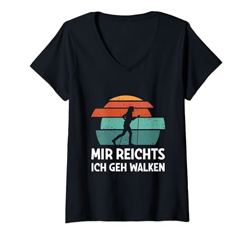 Damen Nordic Walking Mir Reicht's Ich Geh Walken Spruch T-Shirt mit V-Ausschnitt Damen Nordic Walking Mir Reicht's Ich Geh Walken Spruch T-Shirt mit V-Ausschnitt von Lustige Nordic Walking Wander Geschenke