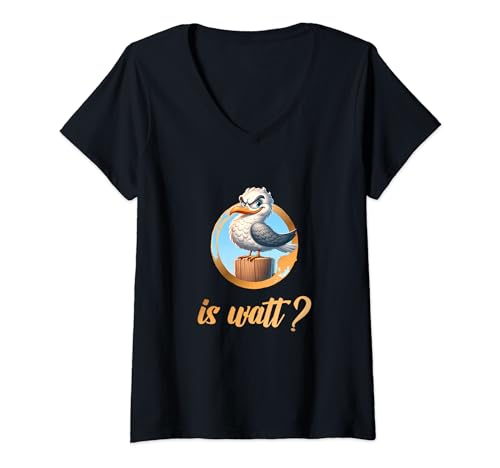 Damen Möwe mit dem Spruch Is Watt T-Shirt mit V-Ausschnitt Damen Möwe mit dem Spruch Is Watt T-Shirt mit V-Ausschnitt von Lustige Nordsee Ostsee Nordeutschland Souvenirs