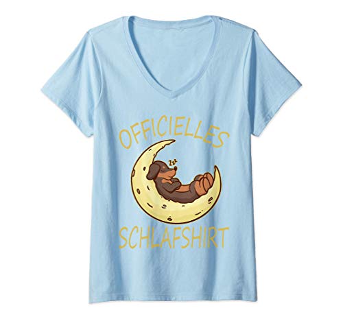 Damen Offizielles Schlafshirt Dackel Wiener Dachshund Hund T-Shirt mit V-Ausschnitt von Lustige Offizielles Schlafshirt Designs