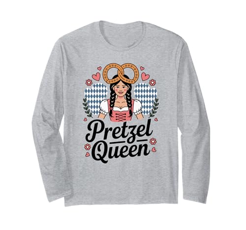 Pretzel Queen Oktoberfest süße deutsche Frau Dirndl Bier Langarmshirt von Lustige Oktoberfest Deutsche Bierfestival Grafik