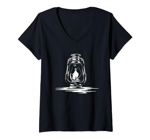Damen Öllampe Retro Liebhaber Vintage T-Shirt mit V-Ausschnitt Damen Öllampe Retro Liebhaber Vintage T-Shirt mit V-Ausschnitt von Lustige Oldschool Shirts und Geschenke