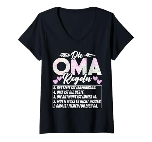 Damen Die Oma Regeln Lustiger Oma Spruch Großmutter Großmutter T-Shirt mit V-Ausschnitt Damen Die Oma Regeln Lustiger Oma Spruch Großmutter Großmutter T-Shirt mit V-Ausschnitt von Lustige Oma Sprüche Muttertagsgeschenk Omi Grandma