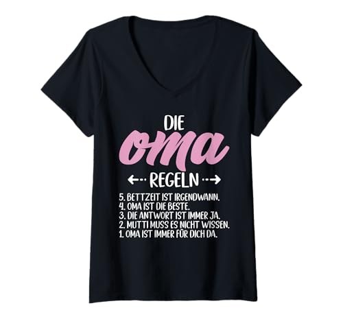 Damen Die Oma Regeln Oma Sprüche Muttertag Großmutter Großmutter T-Shirt mit V-Ausschnitt Damen Die Oma Regeln Oma Sprüche Muttertag Großmutter Großmutter T-Shirt mit V-Ausschnitt von Lustige Oma Sprüche Muttertagsgeschenk Omi Grandma