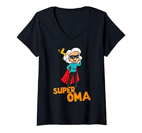 Damen Super-Oma Geschenk Omi Großeltern Heldin Muttertag Beste Oma T-Shirt mit V-Ausschnitt Damen Super-Oma Geschenk Omi Großeltern Heldin Muttertag Beste Oma T-Shirt mit V-Ausschnitt von Lustige Oma & Opa Geschenk-Ideen