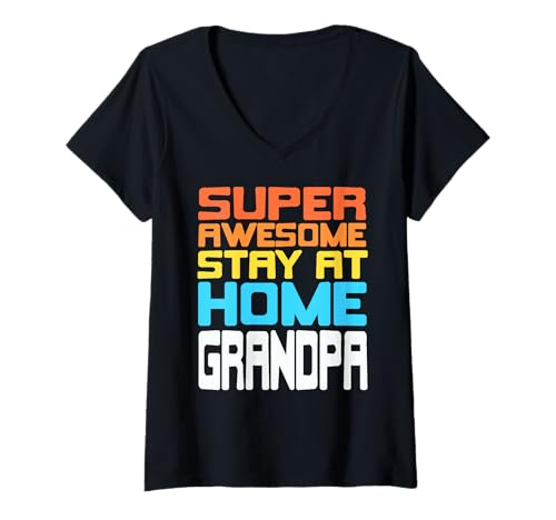 Damen Super Opa Zuhause Mit Großartigem Humor T-Shirt mit V-Ausschnitt Damen Super Opa Zuhause Mit Großartigem Humor T-Shirt mit V-Ausschnitt von Lustige Opa Familie und Lifestyle