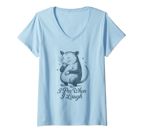 Damen Lustiger Opossum T-Shirt mit V-Ausschnitt Damen Lustiger Opossum T-Shirt mit V-Ausschnitt von Lustige Opossum -Bekleidung