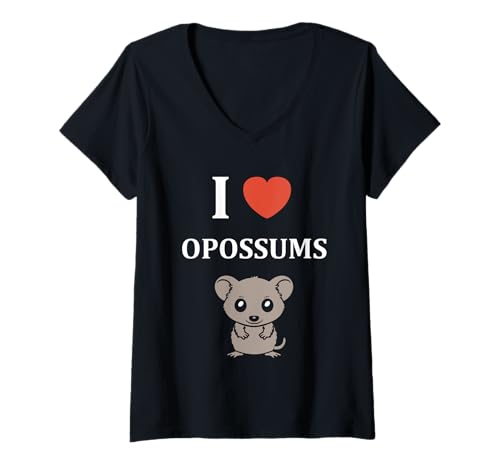 Damen Small Animal Opossum lustiger einfacher Team i Love Opossums T-Shirt mit V-Ausschnitt Damen Small Animal Opossum lustiger einfacher Team i Love Opossums T-Shirt mit V-Ausschnitt von Lustige Opossums Tiere einfach Opossum