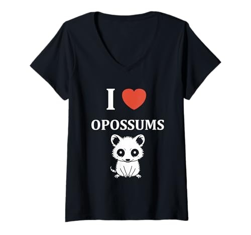 Damen Small Animal Opossum lustiger einfacher Team i Love Opossums T-Shirt mit V-Ausschnitt Damen Small Animal Opossum lustiger einfacher Team i Love Opossums T-Shirt mit V-Ausschnitt von Lustige Opossums Tiere einfach Opossum