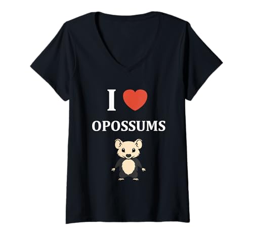 Damen Small Animal Opossum lustiger einfacher Team i Love Opossums T-Shirt mit V-Ausschnitt Damen Small Animal Opossum lustiger einfacher Team i Love Opossums T-Shirt mit V-Ausschnitt von Lustige Opossums Tiere einfach Opossum