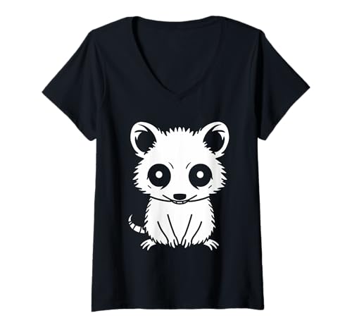 Damen Small Animal Opossums lustiger einfacher Opossum T-Shirt mit V-Ausschnitt Damen Small Animal Opossums lustiger einfacher Opossum T-Shirt mit V-Ausschnitt von Lustige Opossums Tiere einfach Opossum