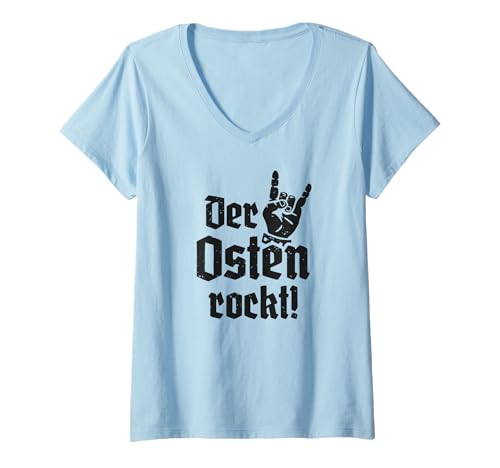 Damen Der Osten rockt T-Shirt mit V-Ausschnitt von Lustige Ostdeutschland Ossi Geschenke
