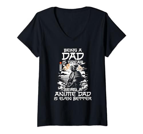 Damen Anime Papa Japan Anime Samurai Vater Manga Vatertag T-Shirt mit V-Ausschnitt Damen Anime Papa Japan Anime Samurai Vater Manga Vatertag T-Shirt mit V-Ausschnitt von Lustige Otaku Anime Vatertagsgeschenke Für Männer