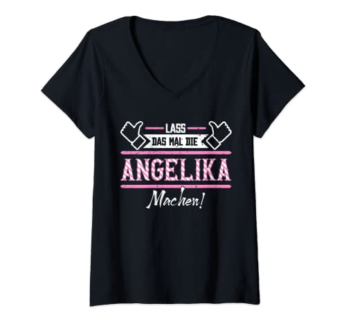Damen Angelika | Lass das die Angelika machen | Vornamen T-Shirt mit V-Ausschnitt Damen Angelika | Lass das die Angelika machen | Vornamen T-Shirt mit V-Ausschnitt von Lustige Outfits & Accessoires für Angelika