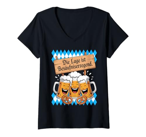 Damen Die Lage Ist Besäufniserregend Es Eskaliert Lustiges Party T-Shirt mit V-Ausschnitt von Lustige Party Gadgets & Party Outfits Oktober