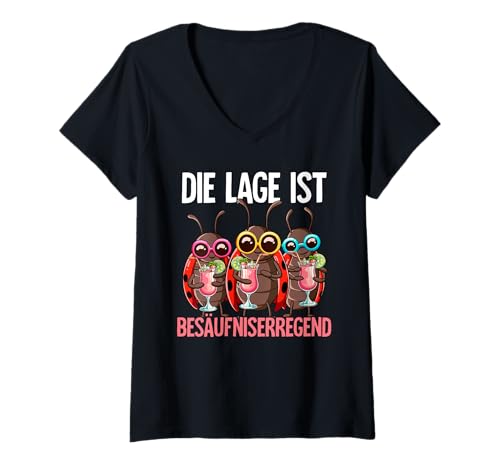 Damen Die Lage Ist Besäufniserregend T-Shirt mit V-Ausschnitt Damen Die Lage Ist Besäufniserregend T-Shirt mit V-Ausschnitt von Lustige Party Gadgets