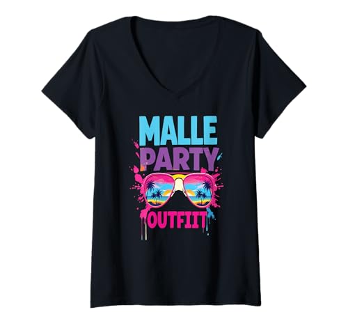 Damen Malle Party Gruppenshirt Mallorca Outfit Damen Herren Party T-Shirt mit V-Ausschnitt Damen Malle Party Gruppenshirt Mallorca Outfit Damen Herren Party T-Shirt mit V-Ausschnitt von Lustige Party Köstüme Frauen Männer Urlaub