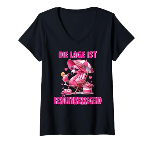 Damen Malle Party Gruppenshirt Mallorca Outfit Damen Herren Party T-Shirt mit V-Ausschnitt von Lustige Party Köstüme Frauen Männer Urlaub