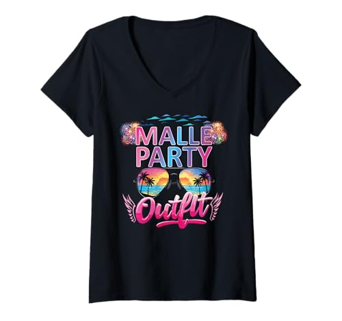 Damen Malle Party Gruppenshirt Mallorca Outfit Damen Herren Party T-Shirt mit V-Ausschnitt Damen Malle Party Gruppenshirt Mallorca Outfit Damen Herren Party T-Shirt mit V-Ausschnitt von Lustige Party Köstüme Frauen Männer Urlaub