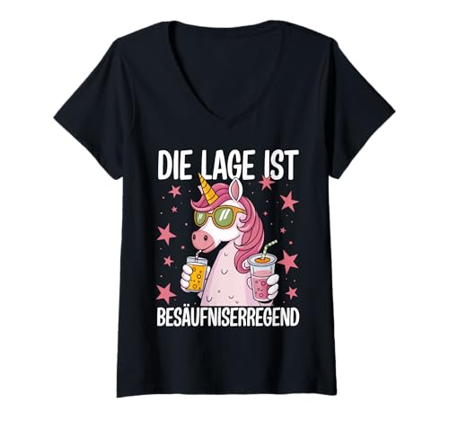 Damen Die Lage ist besäufniserregend Karneval Fasching Hangover T-Shirt mit V-Ausschnitt Damen Die Lage ist besäufniserregend Karneval Fasching Hangover T-Shirt mit V-Ausschnitt von Lustiges Party Sprüche Outfit Fasnacht Kostüm