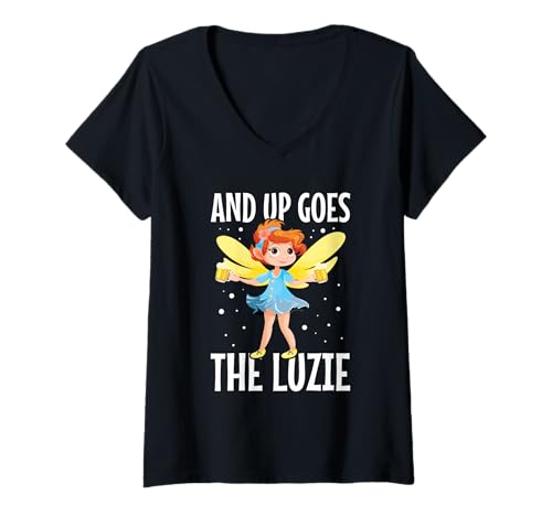 Damen and Up Goes The Luzie Fee Bier Party Feiern Tanzen Spruch T-Shirt mit V-Ausschnitt Damen and Up Goes The Luzie Fee Bier Party Feiern Tanzen Spruch T-Shirt mit V-Ausschnitt von Lustige Party Sprüche Kleidung
