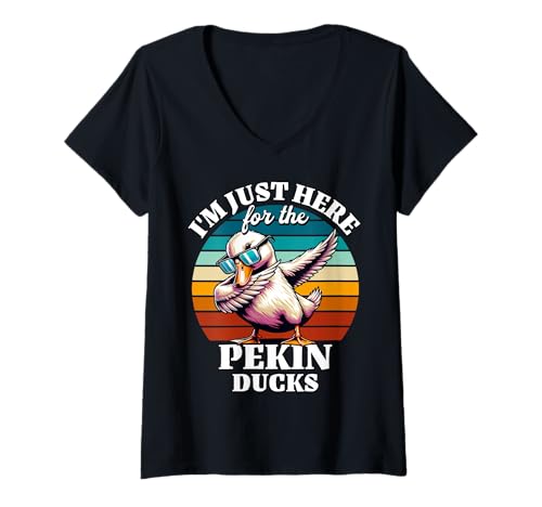 Damen Pekingente Sprüche Pekin Duck T-Shirt mit V-Ausschnitt von Lustige Pekingente Für Damen Und Herren