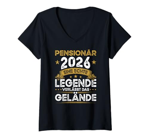 Damen Pensionär 2026 Echte Legende Verlässt Gelände Pension T-Shirt mit V-Ausschnitt Damen Pensionär 2026 Echte Legende Verlässt Gelände Pension T-Shirt mit V-Ausschnitt von Lustige Pensionär Geschenke zur Pension