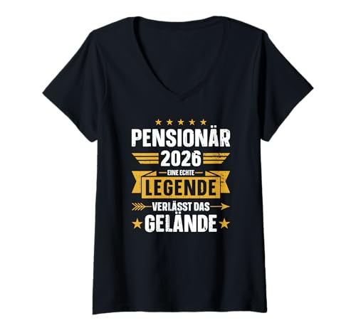 Damen Pensionär 2026 Echte Legende Verlässt Gelände Pension T-Shirt mit V-Ausschnitt Damen Pensionär 2026 Echte Legende Verlässt Gelände Pension T-Shirt mit V-Ausschnitt von Lustige Pensionär Geschenke zur Pension