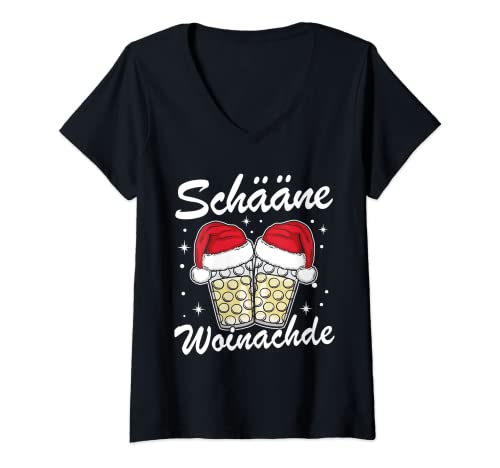Damen Schääne Woinachde Pfälzer Weinschorle Pälzer Schorle Pfalz T-Shirt mit V-Ausschnitt Damen Schääne Woinachde Pfälzer Weinschorle Pälzer Schorle Pfalz T-Shirt mit V-Ausschnitt von Lustige Pfälzer Weihnachtsgeschenke Damen Herren