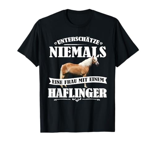 Frau mit Haflinger | Pferde Design Damen Mädchen T-Shirt von Lustige Pferde Damen Kinder Designs