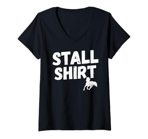 Damen Pferdeliebhaber Stall Shirt lustig Pferd Damen Pferde Stall T-Shirt mit V-Ausschnitt von Lustige Pferde Reiter Reiterin Geschenke reiten
