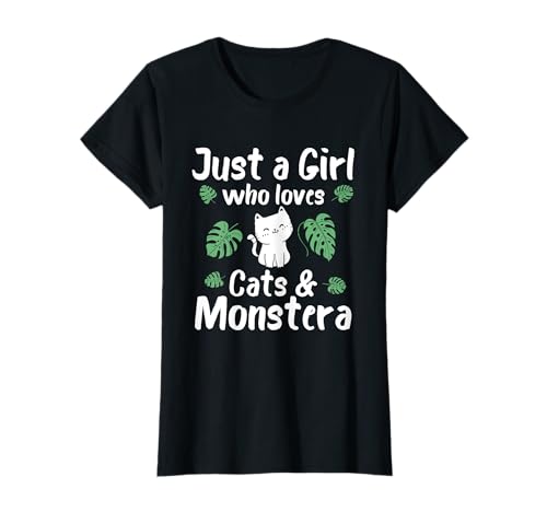 Just A Girl Who Loves Cats and Monstera Katze und Pflanzen T-Shirt Just A Girl Who Loves Cats and Monstera Katze und Pflanzen T-Shirt von Lustige Pflanzen Katze für Katzenliebhaber