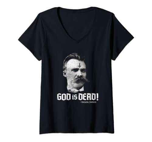 Damen God Is Dead Friedrich Nietzsche Antichrist Philosophie T-Shirt mit V-Ausschnitt Damen God Is Dead Friedrich Nietzsche Antichrist Philosophie T-Shirt mit V-Ausschnitt von Lustige Philosophie Geisteswissenschaft Geschenke