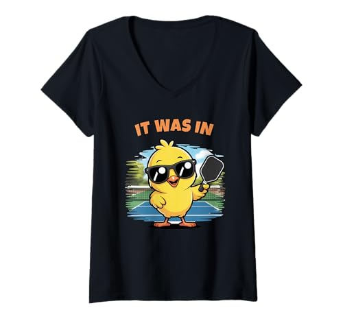 Damen It was In Funny Pickleball Player T-Shirt mit V-Ausschnitt Damen It was In Funny Pickleball Player T-Shirt mit V-Ausschnitt von Lustige Pickleball Chick -Kader