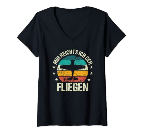 Damen Mir Reichts Ich Geh Fliegen - Flugzeug Pilot Flieger Piloten T-Shirt mit V-Ausschnitt von Lustige Piloten Flugzeug Flieger Designs