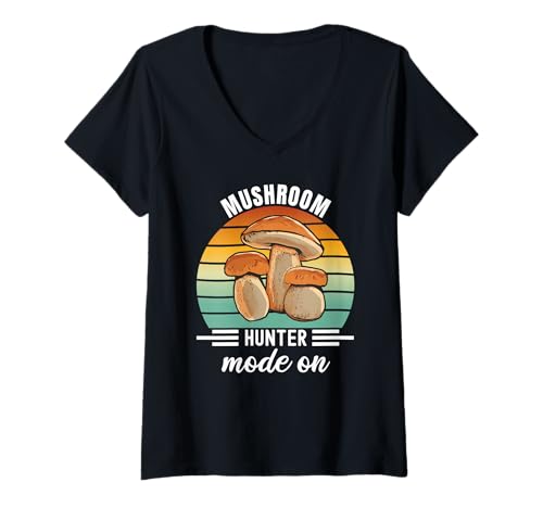 Damen Mushroom Hunter Mode On Lustiges Motiv für Pilzsammler T-Shirt mit V-Ausschnitt Damen Mushroom Hunter Mode On Lustiges Motiv für Pilzsammler T-Shirt mit V-Ausschnitt von Lustige Pilz Sprüche Pilze Sammeln Pilzjäger